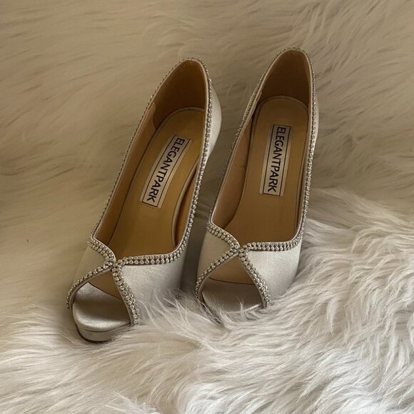 ELEGANTPARK Women Pumps Peep Toe with Rhinestones. NWOT - Picture 1 of 5